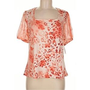 WILLOW DRIVE Floral Animal Inspired Print Top, Women’s M, Coral Peach